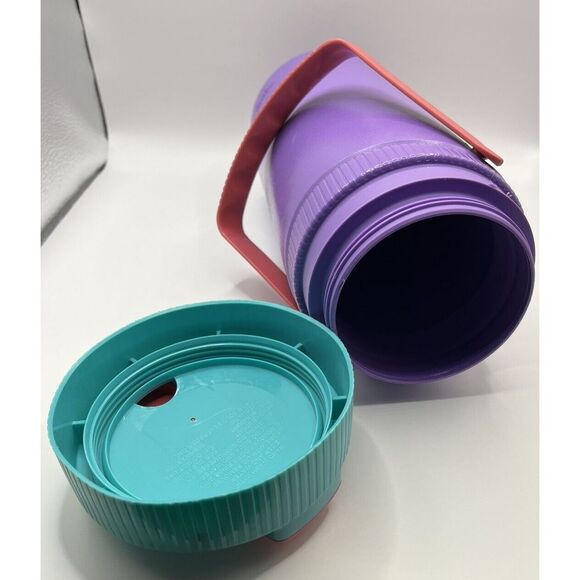 Vtg 90's Thermos Travel Container Beverage Cooler Purple Teal Pink - Picture 6 of 6